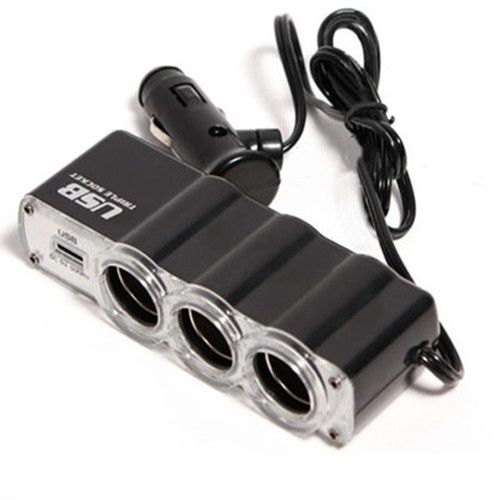 Auto Accessories 3 Way Car Cigarette Lighter Socket Splitter Charger Adapter