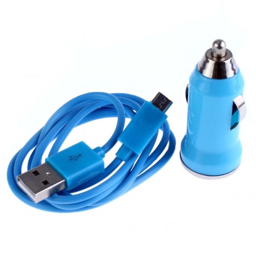 OEM - Car Charger+Micro Usb Cable For Samsung Galaxy S4 I9500 Siv S3 Iii I747 Phone Ln Blue