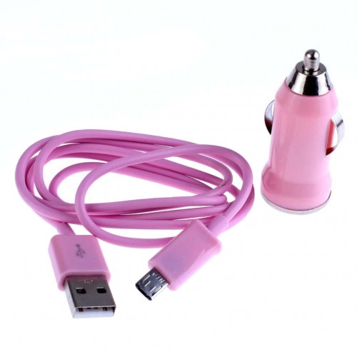 OEM - Car Charger+Micro Usb Cable For Samsung Galaxy S4 I9500 Siv S3 Iii I747 Phone Ln Pink