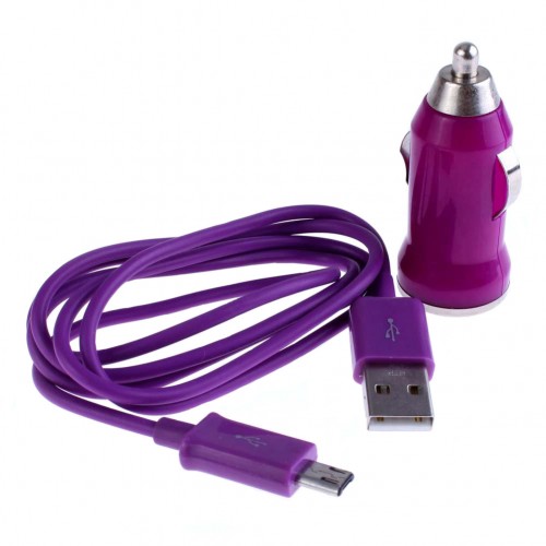 OEM - Car Charger+Micro Usb Cable For Samsung Galaxy S4 I9500 Siv S3 Iii I747 Phone Ln Purple