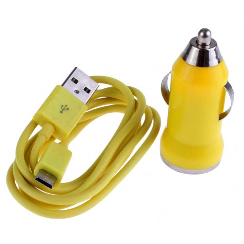 OEM - Car Charger+Micro Usb Cable For Samsung Galaxy S4 I9500 Siv S3 Iii I747 Phone Ln Yellow