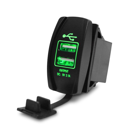 CAR CHARGER - Universal Dual Usb Car Charger Power Adapter 5v 3.1a Green