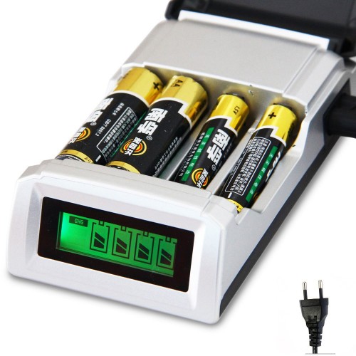 OEM - 4 Slots Lcd Display Smart Intelligent Battery Charger For Aa / Aaa Nicd Nimh Rechargeable Batteries Eu Plug