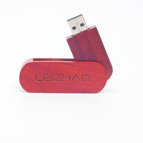 OEM - Rotate The Wood Usb Flash Drive Gift Pen Drive Mahogany