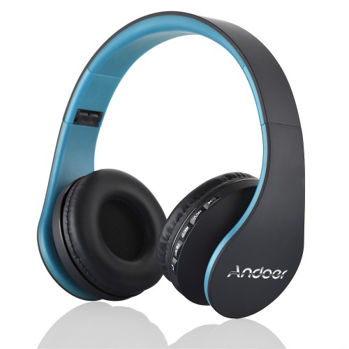 ANDOER - Wireless Bluetooth 3.0+Edr Headphones Card Mp3 Blue