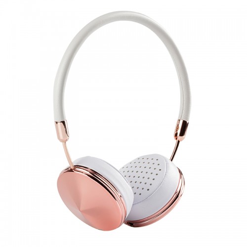 OEM - Headband Wired Rose Gold Headphones With Mic White 01