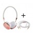 OEM - Headband Wired Rose Gold Headphones With Mic White 01