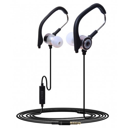 OEM - 3.5mm Ear Hook Metal Earphones Earbuds Magic Stereo Silver
