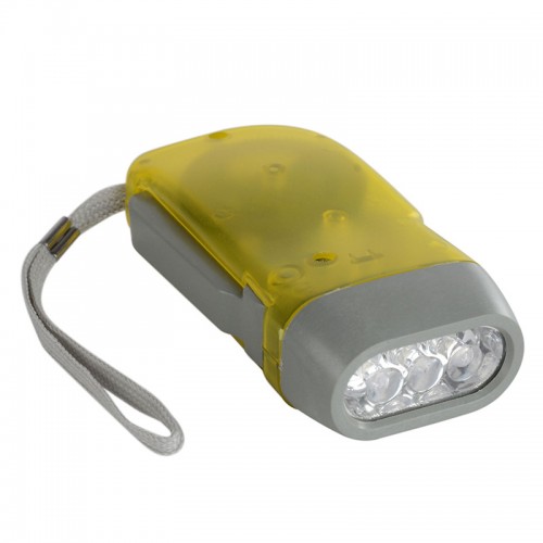 OEM - Portable 3 Led Hand Press Camping Wind Crank Flash Light Flashlight Torch Yellow