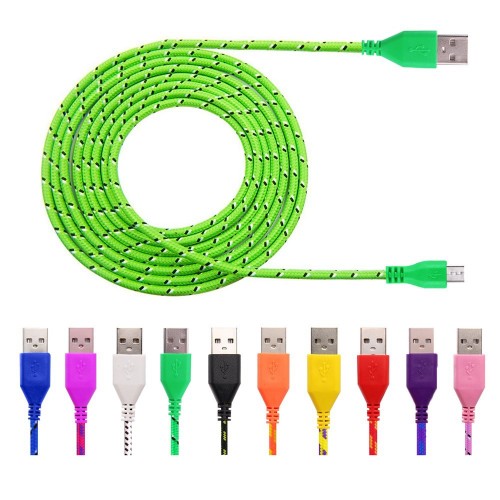 Nylon Braided Micro USB Cable Charger Data Sync USB Cable Cord For Samsung Galaxy Cell Phones