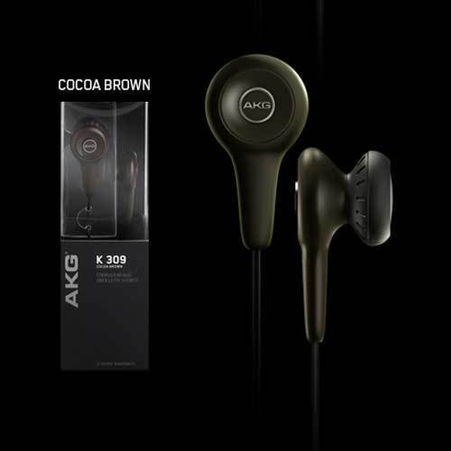 AKG - By Harman K309 Semi Open Stereo Lightweight In Ear Bud Headphones Brown