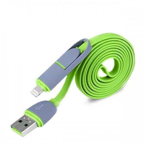 ZOEIN - Micro Usb Cable 2 In 1 Sync Data Charging Cable Iphone Samsung Charger Green