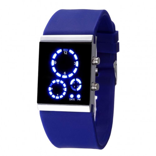 OEM - Fashion Time Date Waterproof Men Women Sports Digital Led Wrist Watch Dark Blue