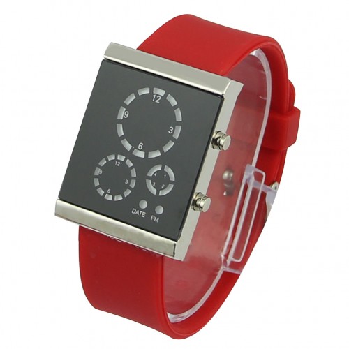 OEM - Fashion Time Date Waterproof Men Women Sports Digital Led Wrist Watch Red