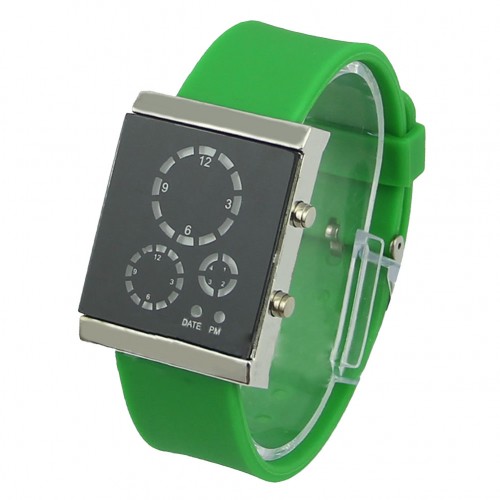 OEM - Fashion Time Date Waterproof Men Women Sports Digital Led Wrist Watch Green