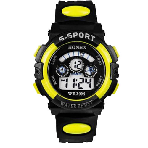 OEM - Waterproof Children Boys Digital Led Sports Watch Kids Alarm Date Watch Gift Yellow