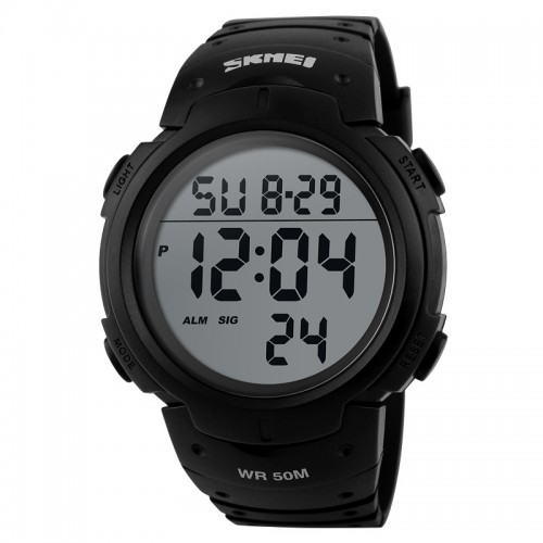 Men Sports Watches 50m Waterproof Fashion Casual Digital Led Multi-Function Wristwatches Black