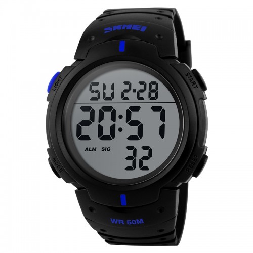 Men Sports Watches 50m Waterproof Fashion Casual Digital Led Multi-Function Wristwatches Blue