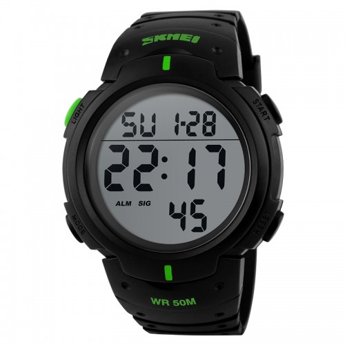 Men Sports Watches 50m Waterproof Fashion Casual Digital Led Multi-Function Wristwatches Green