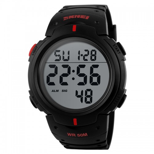 Men Sports Watches 50m Waterproof Fashion Casual Digital Led Multi-Function Wristwatches Red