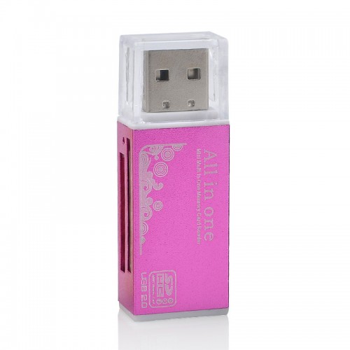 OEM - For Micro Sd Sdhc Tf M2 Mmc Ms Pro Duo All In 1 Usb 2.0 Multi Memory Card Reader Pink