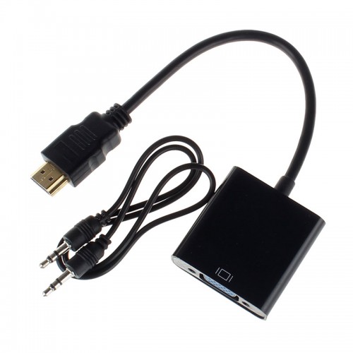 Resuli Hdmi Male To Vga Converter Adapter With Audio Usb Cable 1080p For Pc Black