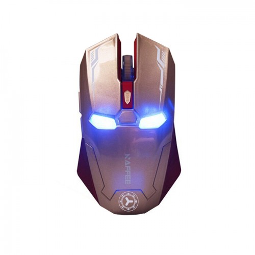 LRON MAN - Mouse Wireless Mouse Gaming Gamer Mute Button Click 800/1200/1600/2400dpi Adjustable Gold