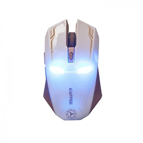 LRON MAN - Mouse Wireless Mouse Gaming Gamer Mute Button Click 800/1200/1600/2400dpi Adjustable White