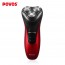 POVOS - Black Red Waterproof Men'S Rechargeable Triple Blade Electric Shavers Razor 3d Pop-Up Trimmer 8 Hour Charge