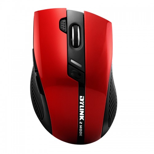 JIAYIBING - Silent Mute Wireless Mouse Dual-Mode Mouse 2000DPI Wireless Gaming Mouse Red