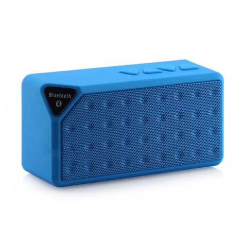 X3 Bluetooth Speaker Portable Wireless Handsfree Radio Mic Subwoofer With Detachable Battery Blue