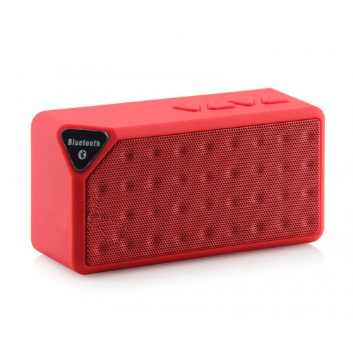 X3 Bluetooth Speaker Portable Wireless Handsfree Radio Mic Subwoofer With Detachable Battery Red