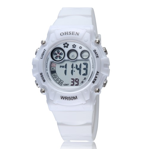 OHSEN - Strap Led Digital Wristwatches Water Proof Clocks For White