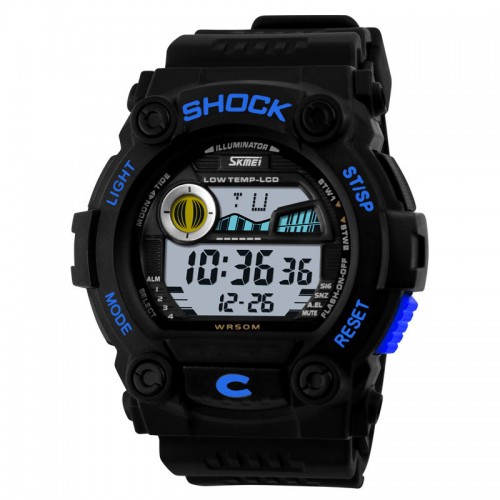 SKMEI - Watches Swimming Digital Quartz Pu Strap Sports Watch Blue