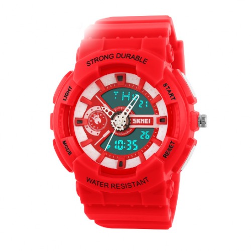 SKMEI - Sports Watches Waterproof Swim Chronograph Digital Quartz Clock Rubber Band Red