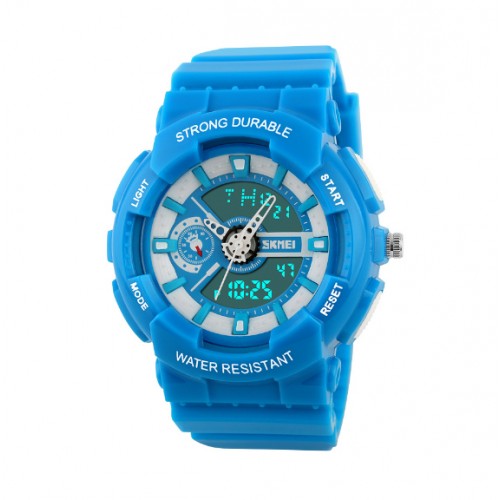 SKMEI - Sports Watches Waterproof Swim Chronograph Digital Quartz Clock Rubber Band Blue