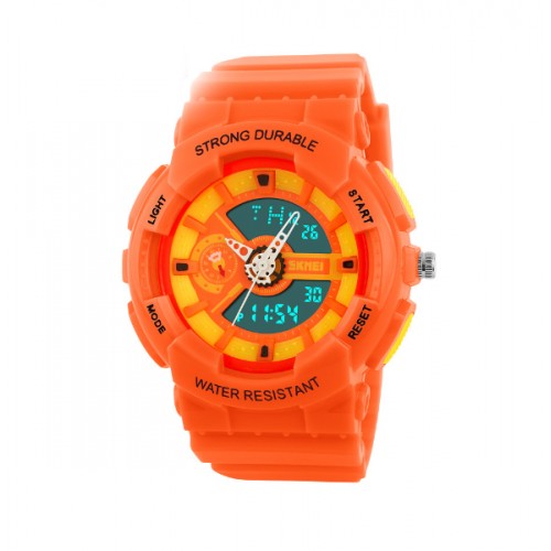 SKMEI - Sports Watches Waterproof Swim Chronograph Digital Quartz Clock Rubber Band Orange