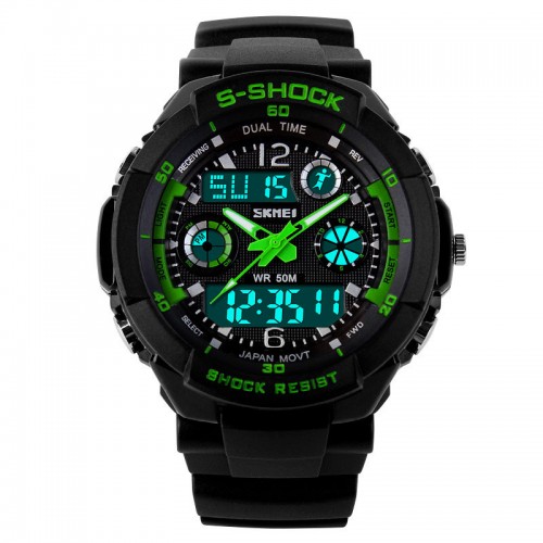 SKMEI - Sports Watches Quality Brand Digital Analog Alarm Military Green