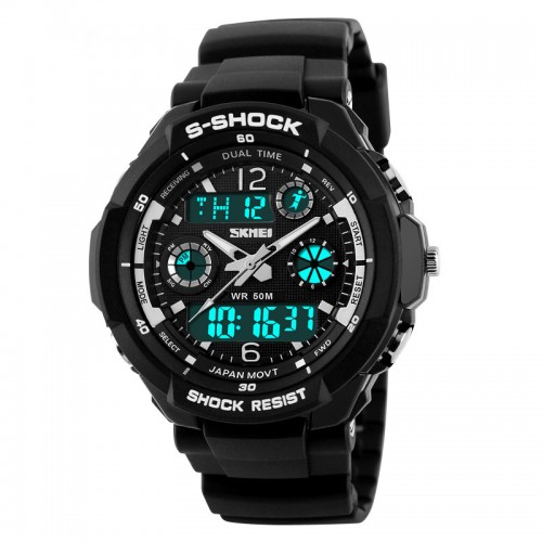 SKMEI - Sports Watches Quality Brand Digital Analog Alarm Military White