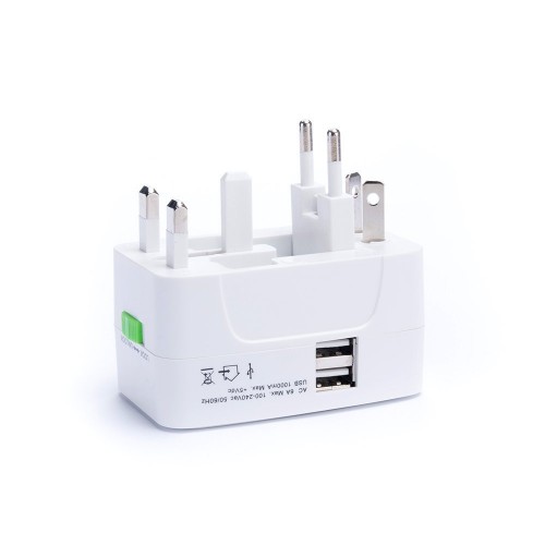 UNIVERSAL TRAVEL ADAPTER - 2 Usb Charging Port All In One Universal Worldwide Travel Wall Charger